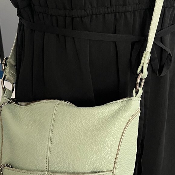 THE SAK LUCIA PASTEL GREEN PEBBLE LEATHER W/BLACK METAL TONE HARDWARE CROSSBODY - Picture 10 of 10